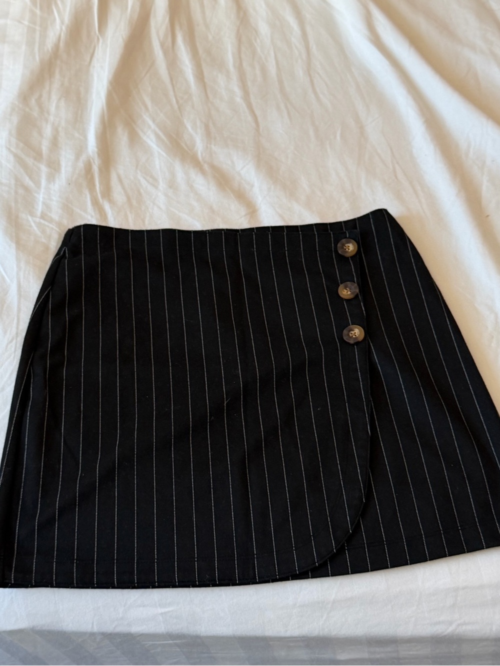 NWOT Hollister Black Pinstripe Button Accent Mini Skirt